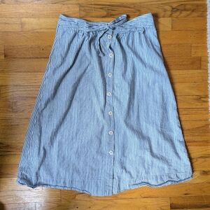 Madewell Blue and White Striped Midi Skirt